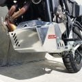 Aluminium motorcycle carry rack installed above the rear wheel