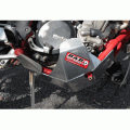 Beta 2-stroke bash plate protecting the motorcycle engine