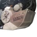 B&B aluminium bash plate protecting a Husqvarna TR650 motorcycle engine