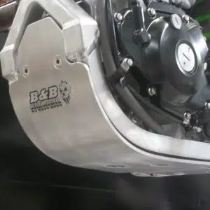B&B Off Road aluminium skid plate fitted to Kawasaki KXF450 dirt bike