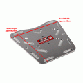 Mini motorcycle luggage plate shown with dimensional markings