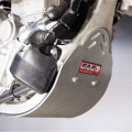 Polished aluminium skid plate fitted to a Yamaha YZ450F dirt bike
