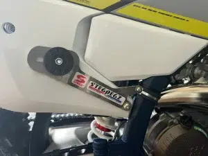 Steg Pegz motorcycle rider control system fitted near the rear side panel