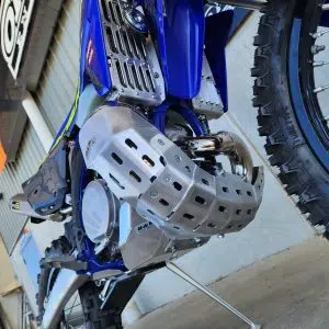 Sherco dirt bike fitted with B&B radiator guard and bash plate