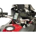Motorcycle phone holder mounted on a BMW adventure bike cockpit