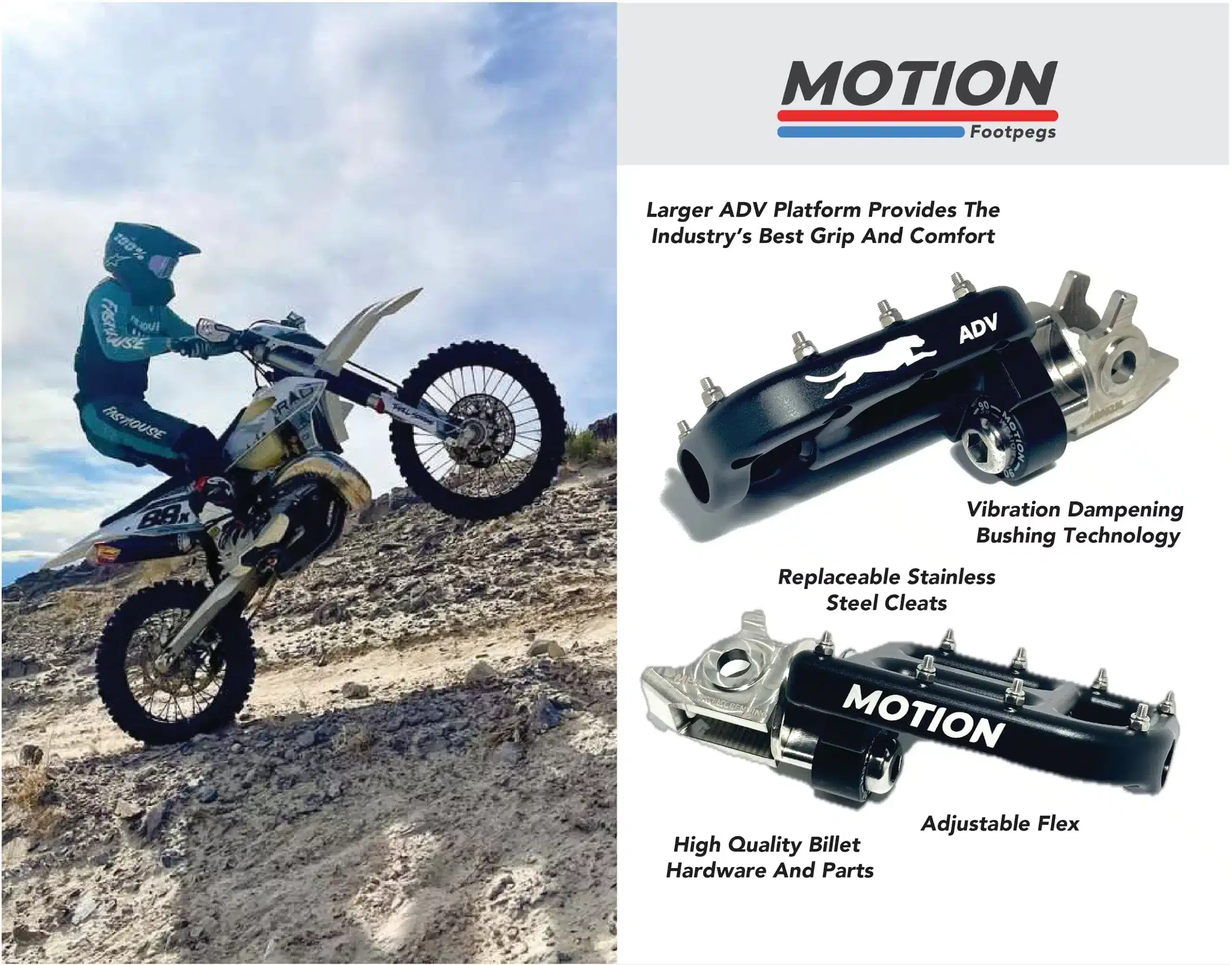 Motion Footpegs ADV for off-road riding
