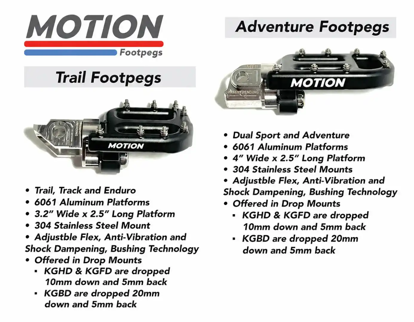 Motion Trail and Adventure Footpegs comparison