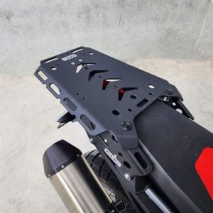 Tuareg 660 Hinge Rack (Black PC) – A black powder-coated hinge rack for the Aprilia Tuareg 660.